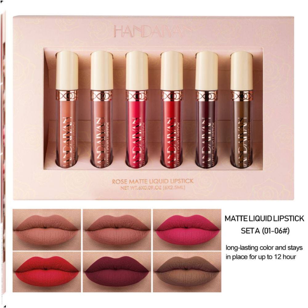 6Pcs Matte Lip Gloss Set Liquid Lipstick Waterproof Long