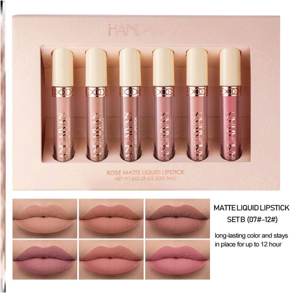 6Pcs Matte Lip Gloss Set Liquid Lipstick Waterproof Long