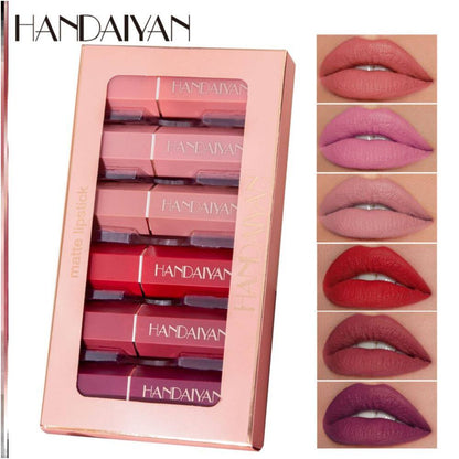 6Pcs Matte Lip Gloss Set Liquid Lipstick Waterproof Long
