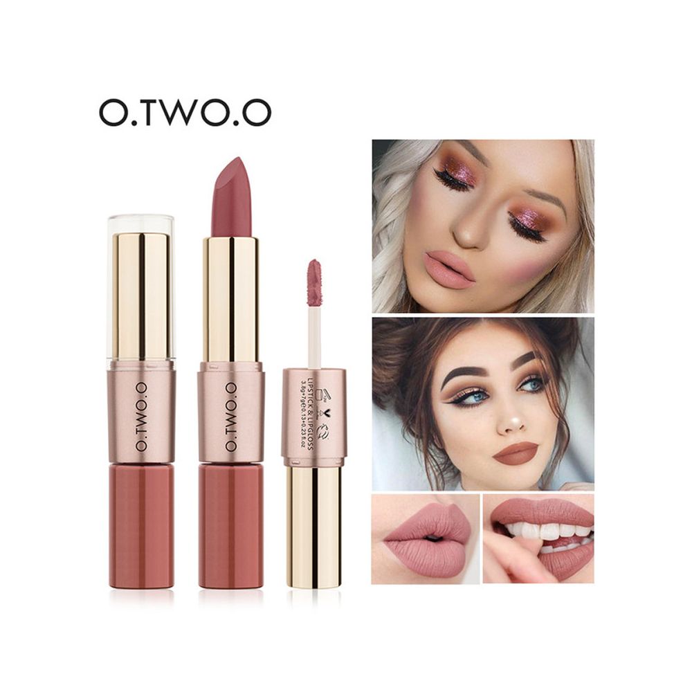Matte Lipstick LipGloss European and American Matte Matte Mist Lipstick Double Headed Lip Mud Lip Gloss Aunt Bean Paste image 1