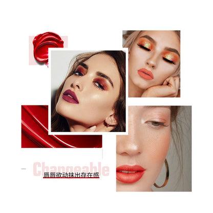 Matte Lipstick LipGloss European and American Matte Matte Mist Lipstick Double Headed Lip Mud Lip Gloss Aunt Bean Paste image 3