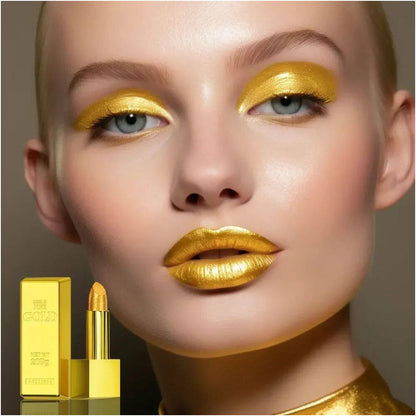 Glitter Gold Lipstick Shiny Metallic Matte Velvet Waterproof image 2