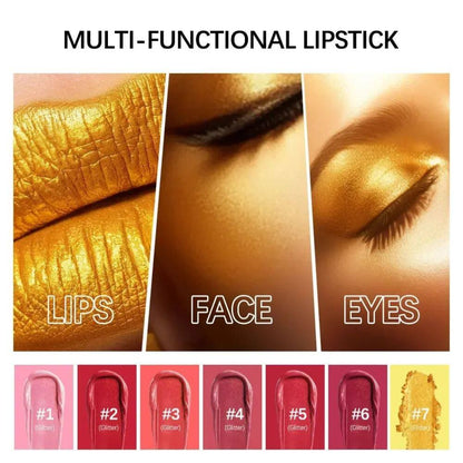 Glitter Gold Lipstick Shiny Metallic Matte Velvet Waterproof image 4