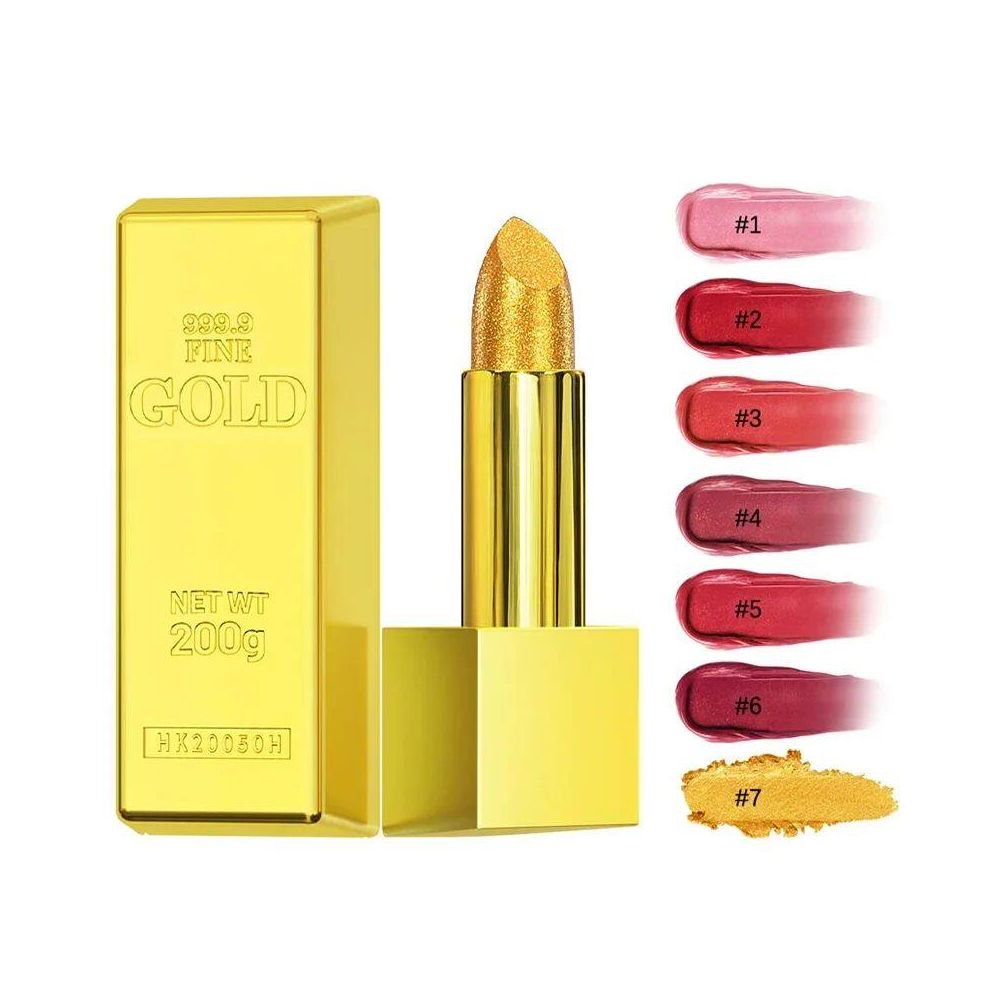 Glitter Gold Lipstick Shiny Metallic Matte Velvet Waterproof image 5