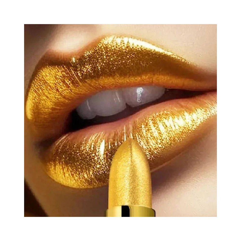Glitter Gold Lipstick Shiny Metallic Matte Velvet Waterproof image 0