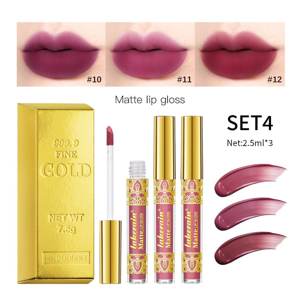 Glitter Gold Lipstick Shiny Metallic Matte Velvet Waterproof