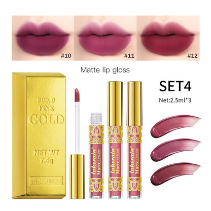 Glitter Gold Lipstick Shiny Metallic Matte Velvet Waterproof