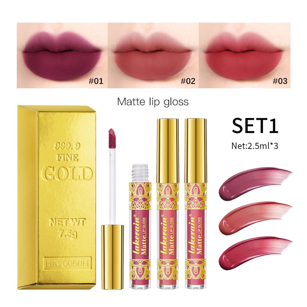 Glitter Gold Lipstick Shiny Metallic Matte Velvet Waterproof