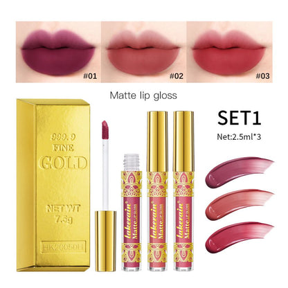 Glitter Gold Lipstick Shiny Metallic Matte Velvet Waterproof