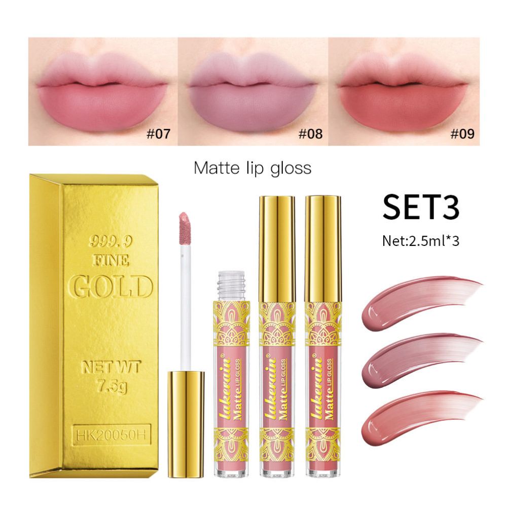 Glitter Gold Lipstick Shiny Metallic Matte Velvet Waterproof