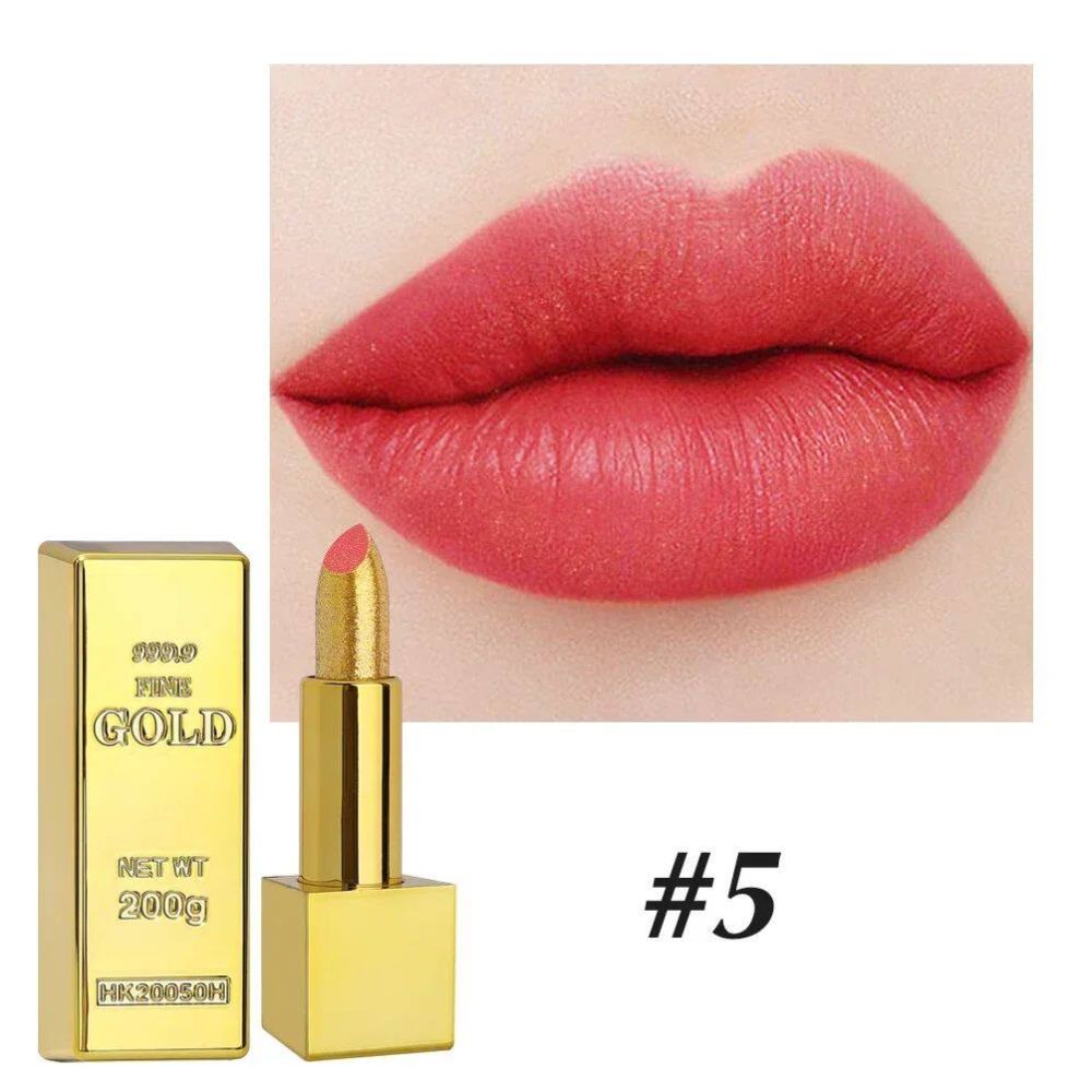 Glitter Gold Lipstick Shiny Metallic Matte Velvet Waterproof