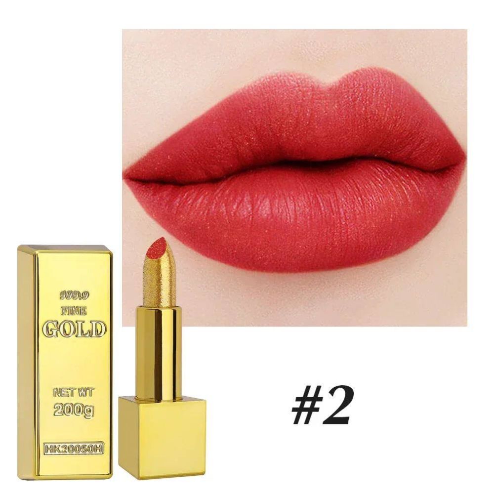 Glitter Gold Lipstick Shiny Metallic Matte Velvet Waterproof