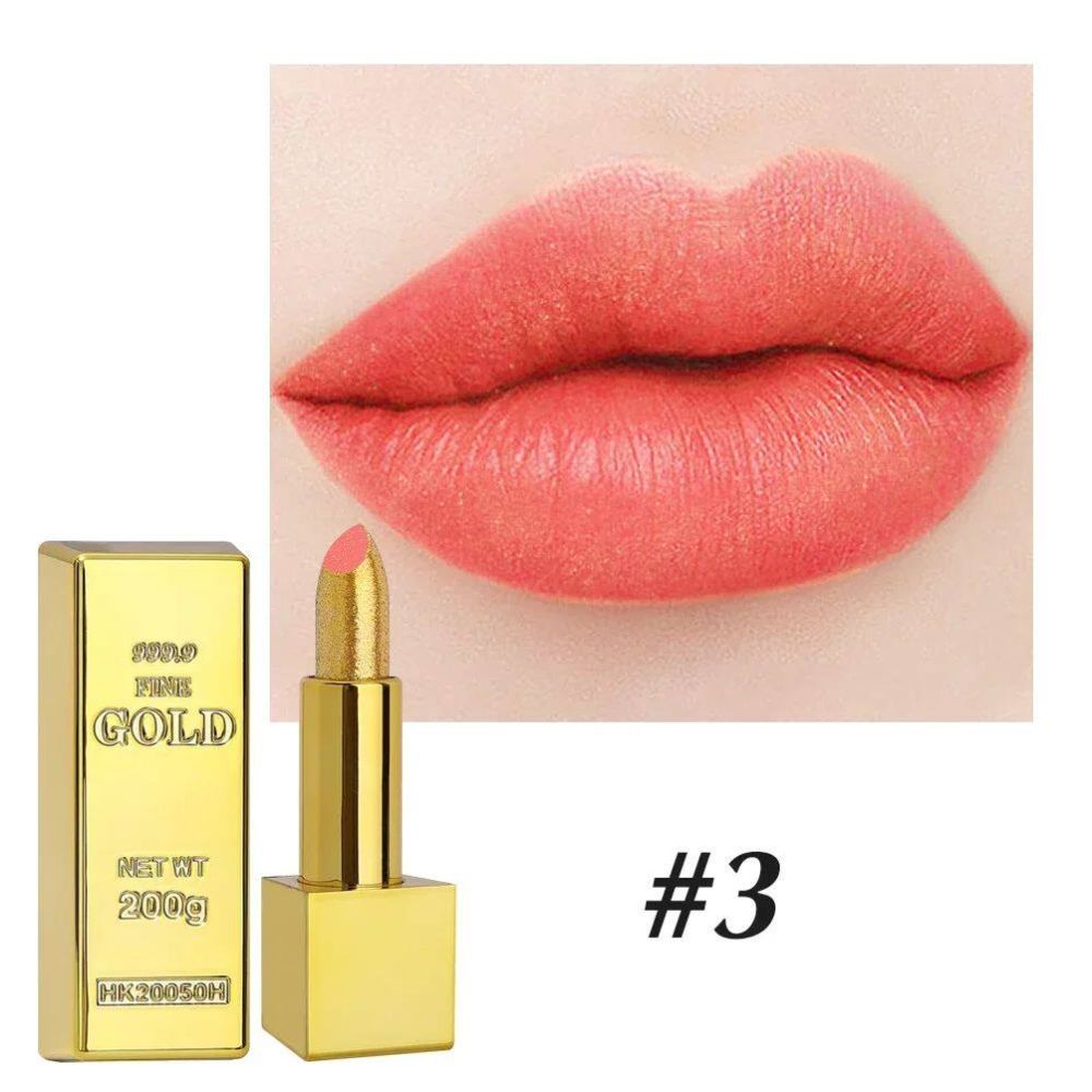 Glitter Gold Lipstick Shiny Metallic Matte Velvet Waterproof