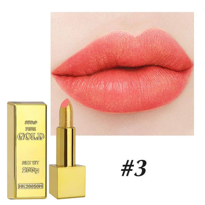 Glitter Gold Lipstick Shiny Metallic Matte Velvet Waterproof