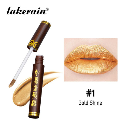 Glitter Gold Lipstick Shiny Metallic Matte Velvet Waterproof