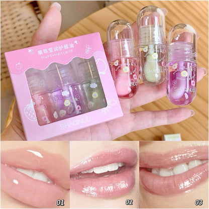 Hydrating Lip Care Oil Fruit Flavored Lip Balm Gloss for