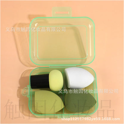 Foundation brush 55 with beauty blender teardrop shaped gourd shaped and mushroom shaped makeup blender set slanted powder puff dry and wet wholesale image 2
