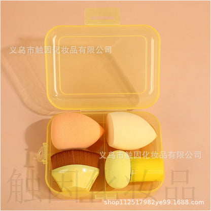 Foundation brush 55 with beauty blender teardrop shaped gourd shaped and mushroom shaped makeup blender set slanted powder puff dry and wet wholesale