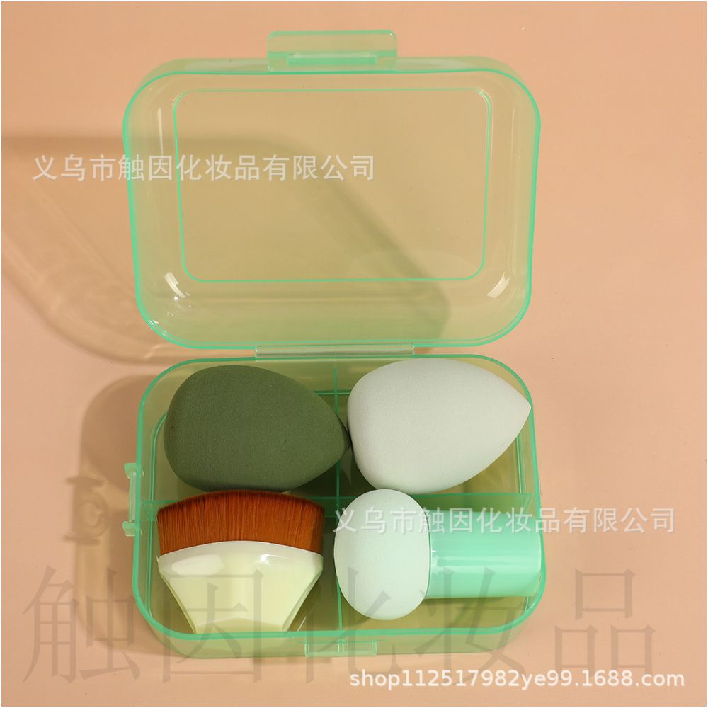 Foundation brush 55 with beauty blender teardrop shaped gourd shaped and mushroom shaped makeup blender set slanted powder puff dry and wet wholesale