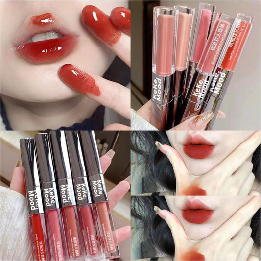kekemood Watery Series Double Ended Lip Gloss Matte Long Lasting Brightening and Mirror Shine Lip Gloss image 0
