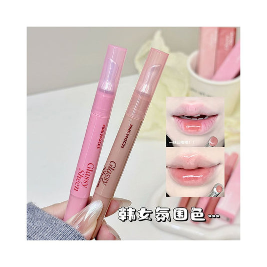 PINKYFOCUS Lightweight Ice Clear Gloss Clear and Watery Mirror Shine Lip Gloss Plump Essence Honey Cross Border Beauty image 0