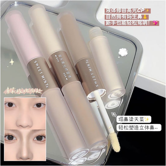 SWEETMINT Double Ended Highlighter Contouring Liquid Makeup Matte 3D Brightening Nose Shadow Contouring Stick image 0