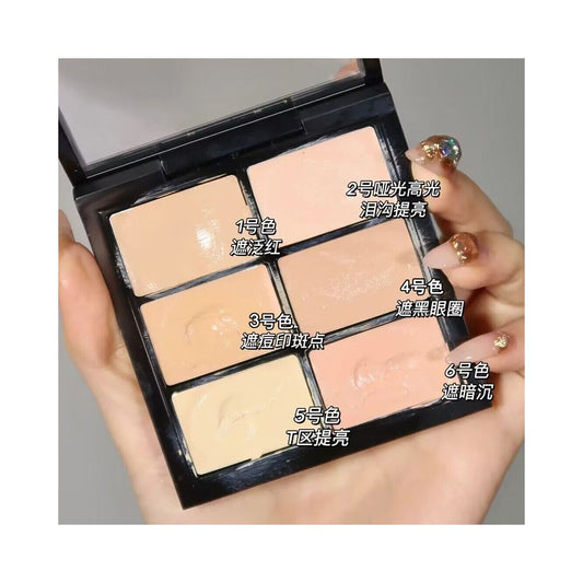 POTO 6 Color Concealer Palette Covers Blemishes Acne Scars Dark Circles and Tear Troughs High Definition Multi Color Concealer Palette image 0