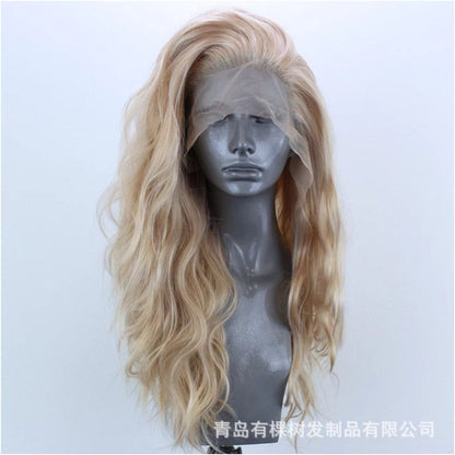 Qingdao Youke Tree Hair Products Co Ltd European and American Wig Amazon Synthetic Front Lace Wig Head image 2