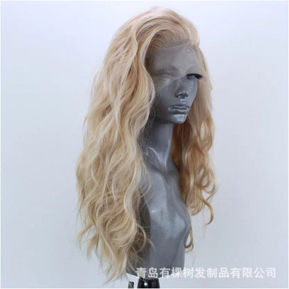 Qingdao Youke Tree Hair Products Co Ltd European and American Wig Amazon Synthetic Front Lace Wig Head image 3
