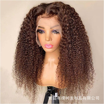 Qingdao Youke Tree Hair Products Co Ltd Large lace natural European and American wig African long curly hair women s synthetic fiber
