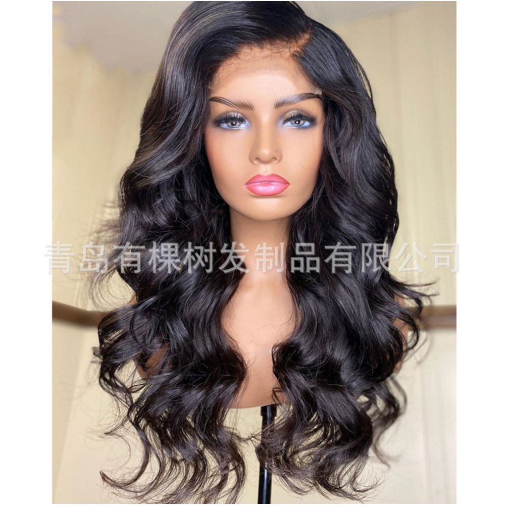 Qingdao Youkeshu Hair Products Co Ltd Cross border European and American wigs middle parted big waves black chemical fiber