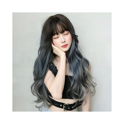 Yiwu Yarna Wig Co Ltd Cross border New Wig Women s Long Hair Large Wave Gradient Blue Grey Full