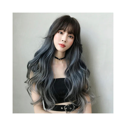 Yiwu Yarna Wig Co Ltd Cross border New Wig Women s Long Hair Large Wave Gradient Blue Grey Full image 1