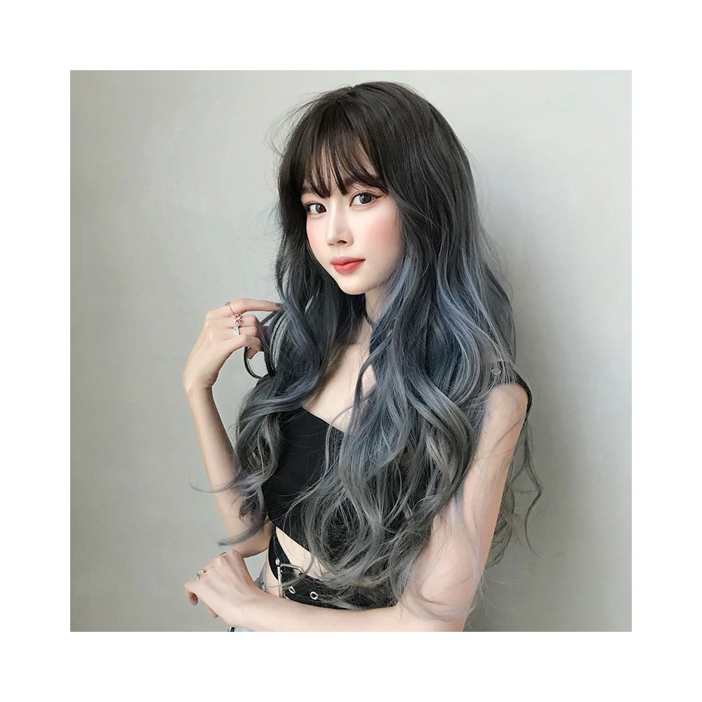 Yiwu Yarna Wig Co Ltd Cross border New Wig Women s Long Hair Large Wave Gradient Blue Grey Full image 2