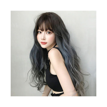 Yiwu Yarna Wig Co Ltd Cross border New Wig Women s Long Hair Large Wave Gradient Blue Grey Full image 3