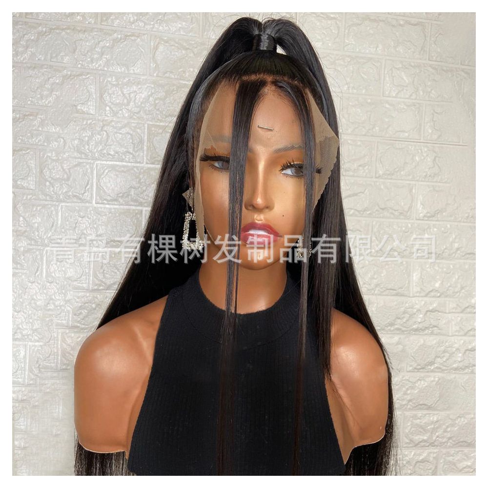 Qingdao Youke Tree Hair Products Co Ltd Natural Transition European and American Wig Foreign Trade Wig Black Chemical Fiber Front image 1