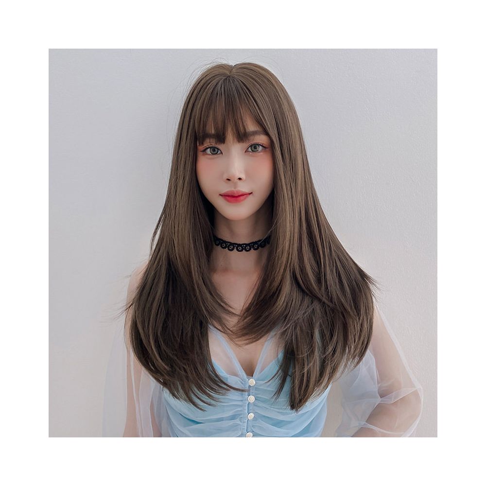 Yiwu Yarna Wig Co Ltd Wig Women s Long Hair Straight Hair Inner Buckle Air bangs Full Top Hair image 3