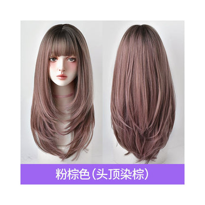 Yiwu Yarna Wig Co Ltd Wig Women s Long Hair Straight Hair Inner Buckle Air bangs Full Top Hair