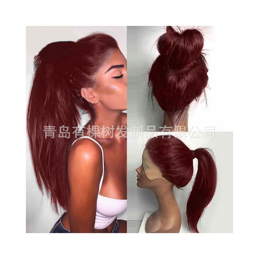 Qingdao Youkeshu Hair Products Co Ltd European and American wig foreign trade wig black lace synthetic front image 2