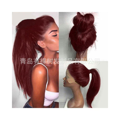 Qingdao Youkeshu Hair Products Co Ltd European and American wig foreign trade wig black lace synthetic front image 2