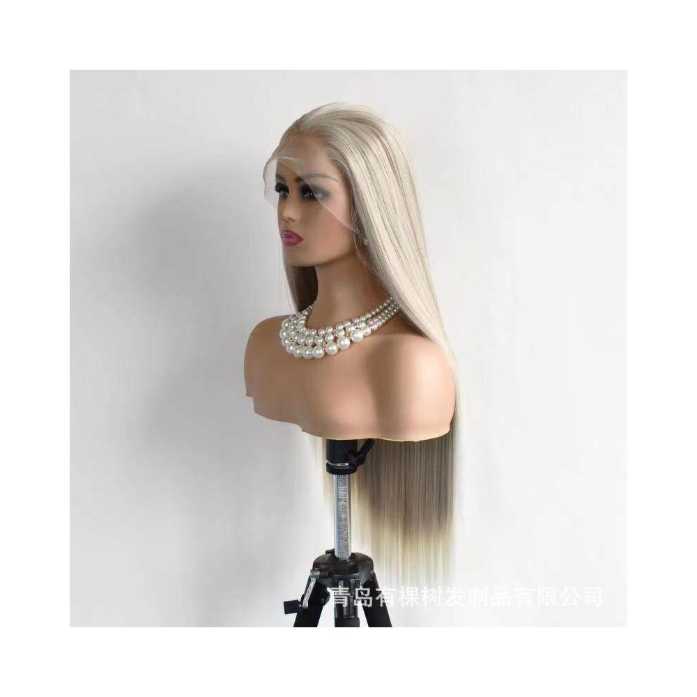 Qingdao Youkeshu Hair Products Co Ltd European and American wig new matte high temperature silk synthetic front bud image 2