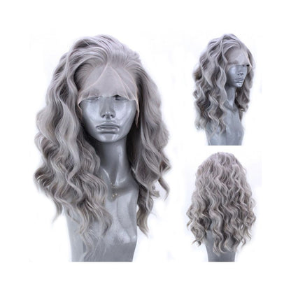 1688 Qingdao Youke Tree Hair Products Co Ltd Wig Women s Middle School Curly Hair European and American Chemical Fiber Front Lace Headset image 3