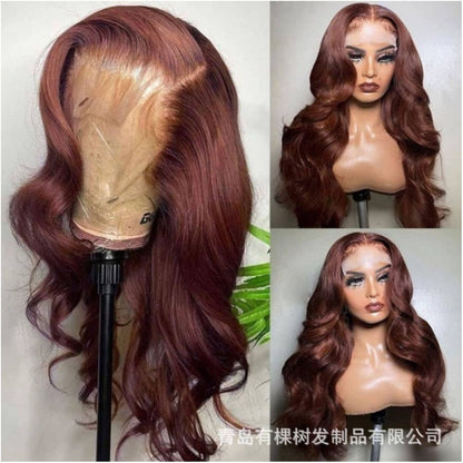 European and American synthetic lace wig full head cover brown large roll front lace full head wig foreign trade wig wholesale image 2