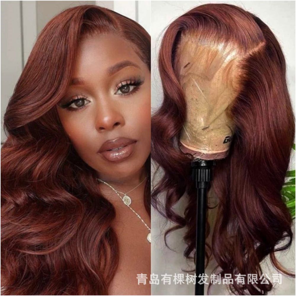 European and American synthetic lace wig full head cover brown large roll front lace full head wig foreign trade wig wholesale image 4