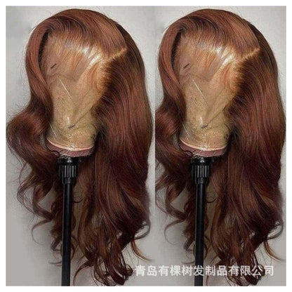 European and American synthetic lace wig full head cover brown large roll front lace full head wig foreign trade wig wholesale