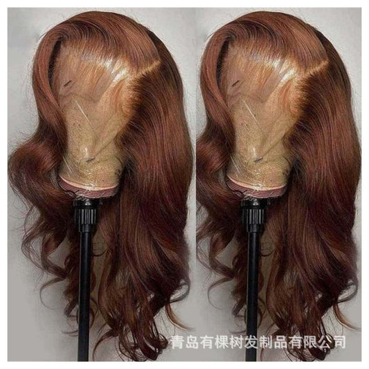 European and American synthetic lace wig full head cover brown large roll front lace full head wig foreign trade wig wholesale