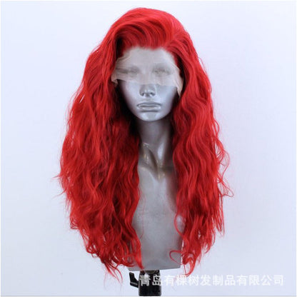 1688 Qingdao Youke Tree Hair Products Co Ltd European and American Wig Amazon Red Chemical Fiber Front Lace