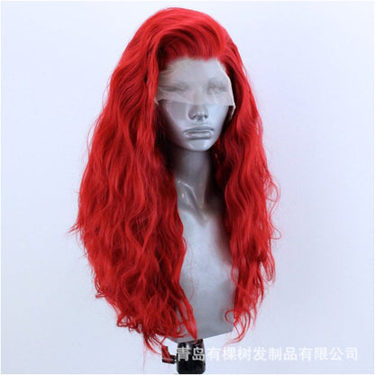 1688 Qingdao Youke Tree Hair Products Co Ltd European and American Wig Amazon Red Chemical Fiber Front Lace image 1
