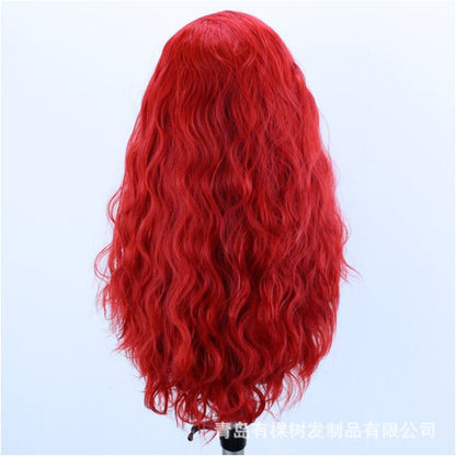 1688 Qingdao Youke Tree Hair Products Co Ltd European and American Wig Amazon Red Chemical Fiber Front Lace image 2