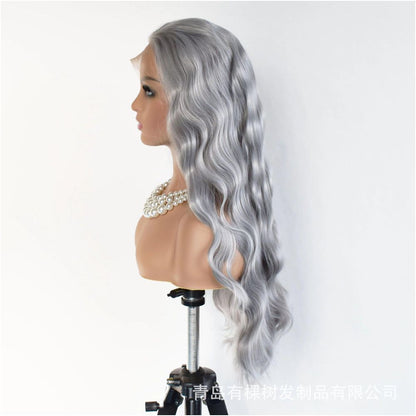 1688 Qingdao Youke Tree Hair Products Co Ltd European and American Wig Amazon Foreign Trade Wig Grey Large Roll image 2